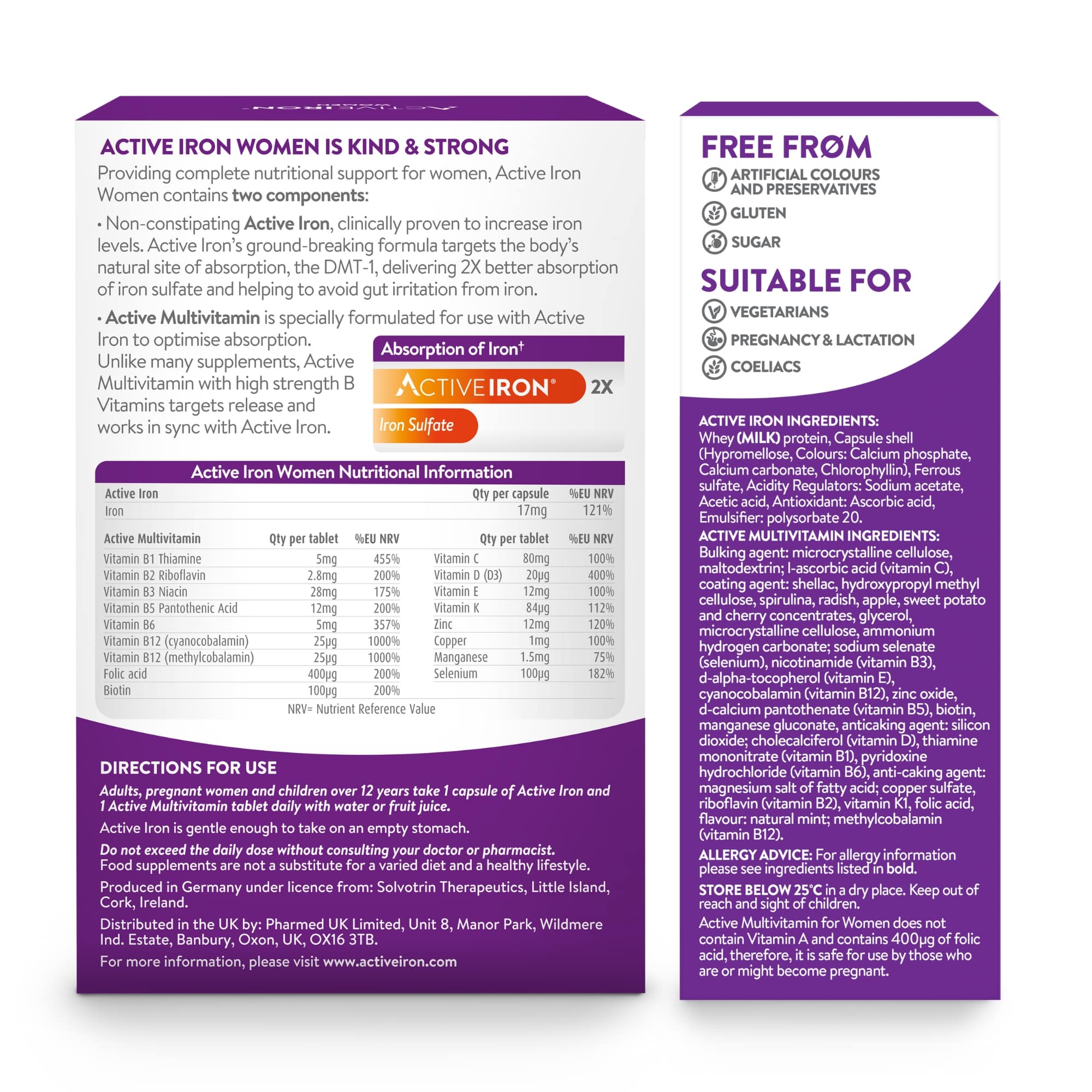 Active Iron For Women With Multivitamins - 60 pk Back Of Pack