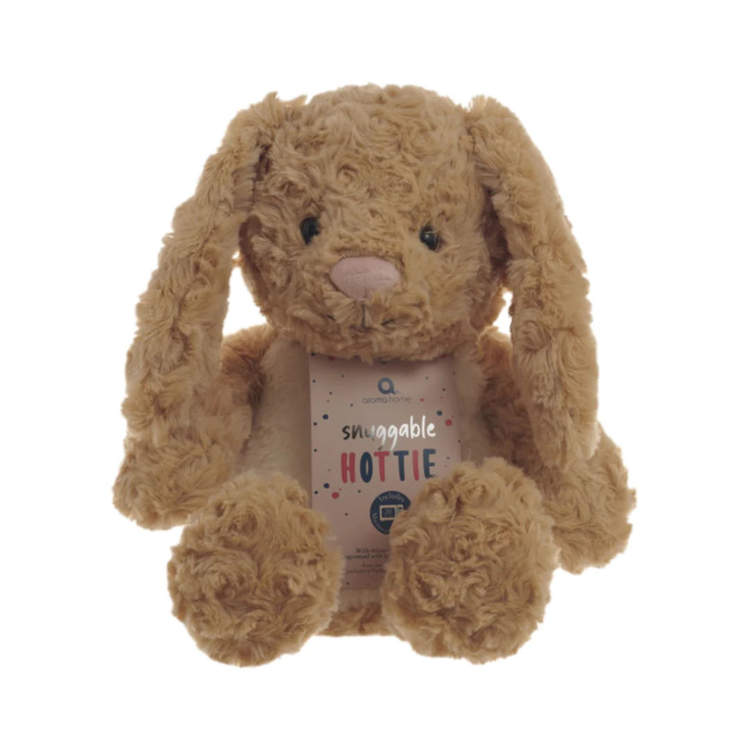 Aroma Home Snuggable Hottie beige bunny — microwavable cuddly toy with removable lavender-filled insert.