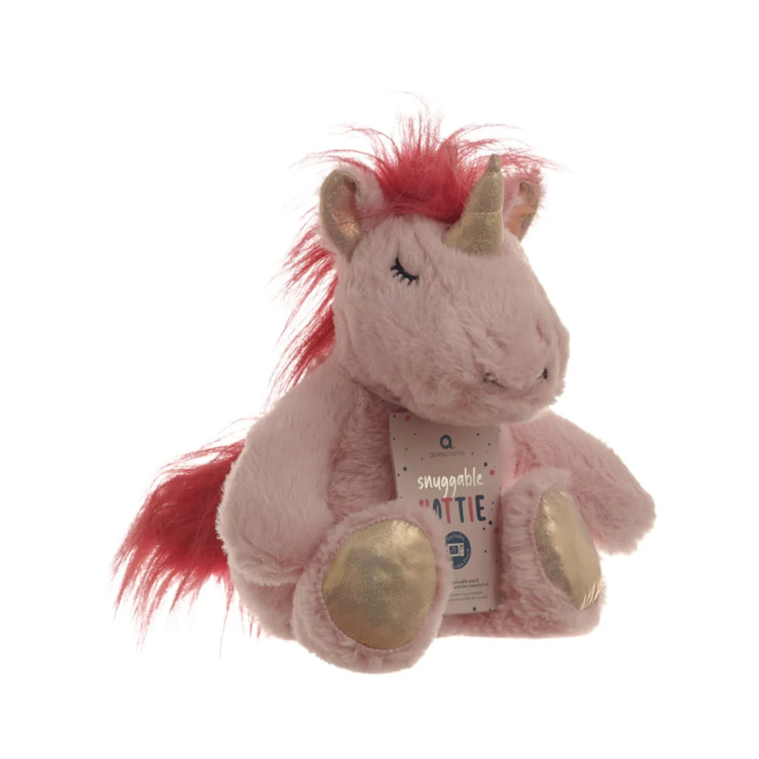 Aroma Home Snuggable Unicorn Hottie — plush microwavable unicorn toy with removable warming pouch, ideal bedtime gift for toddlers.