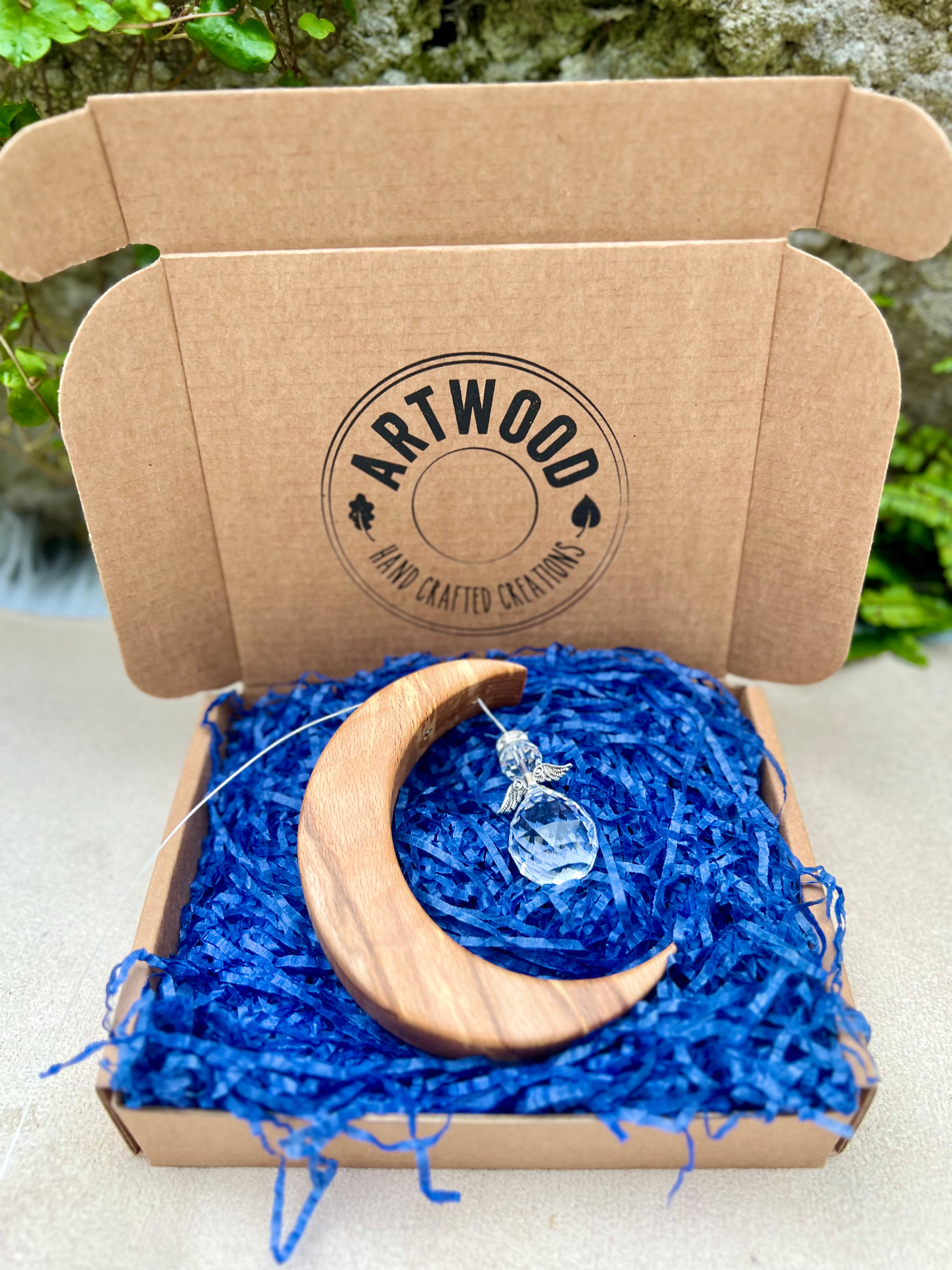 Artwood Spalted Beech Crystal Angel Suncatcher Gift Set SB1