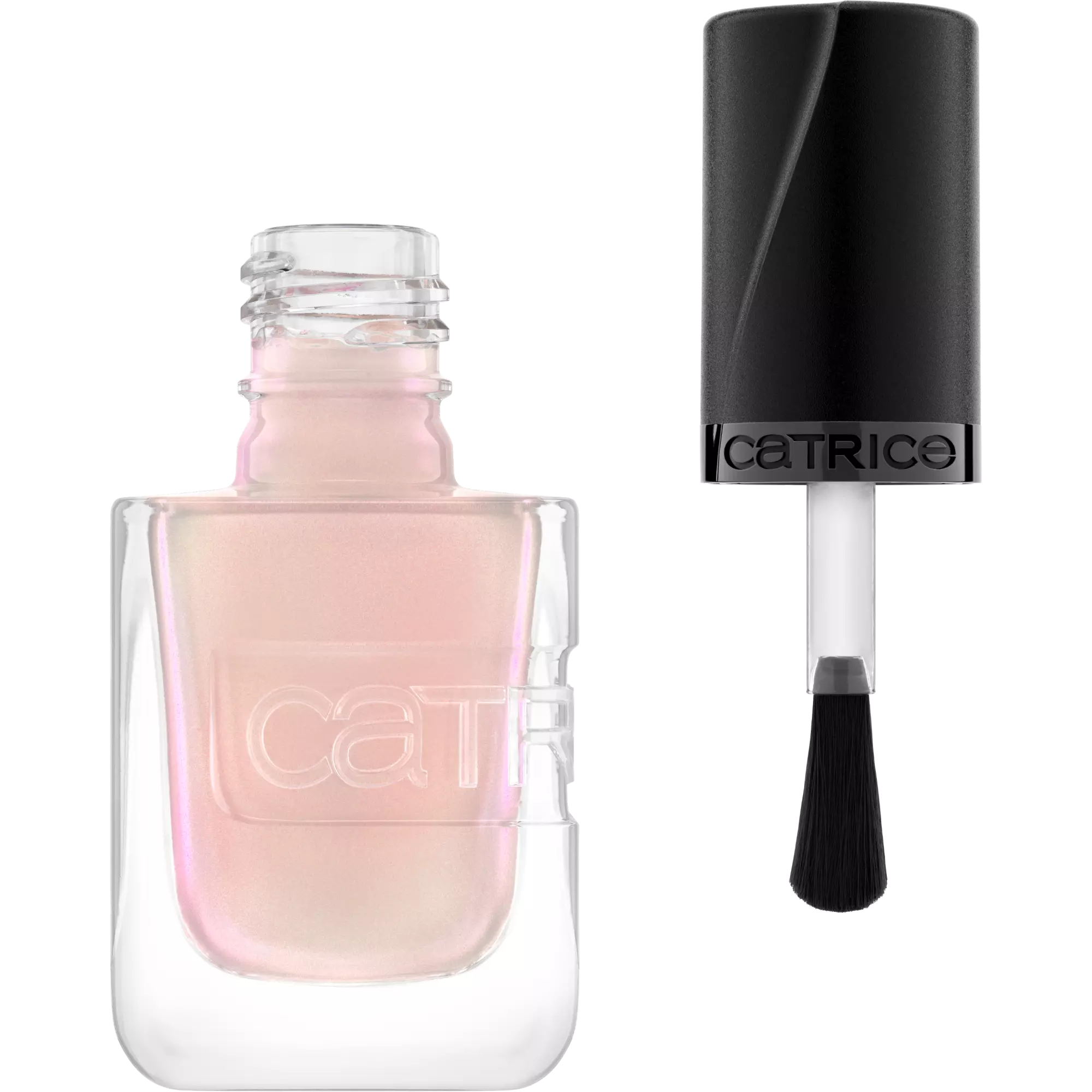 Open bottle of Catrice Gel Affair The Pearl Next Door with applicator wand