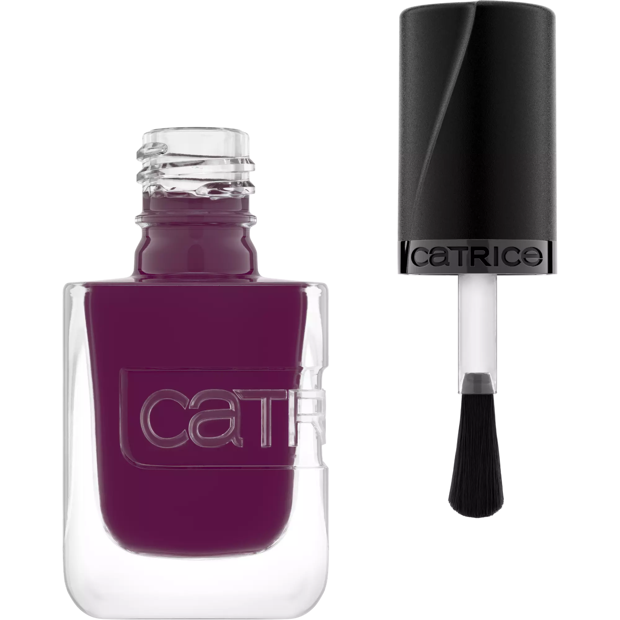 Catrice Gel Affair Plum-Believable Nail Lacquer - Open Bottle and Brush Close-Up