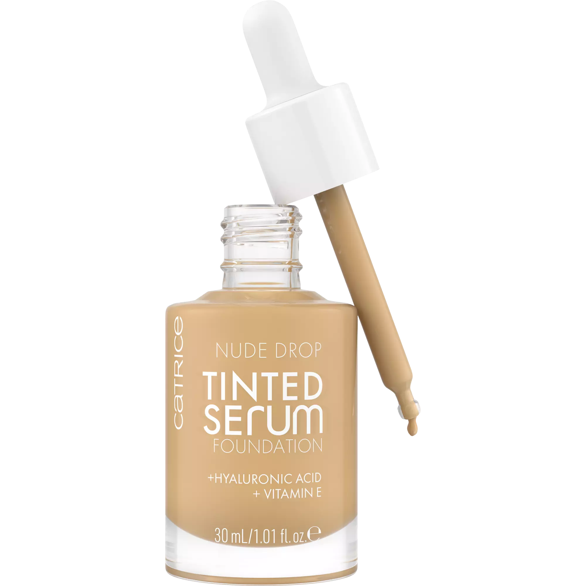 Catrice Tinted Serum Foundation 040N with dropper applicator in use