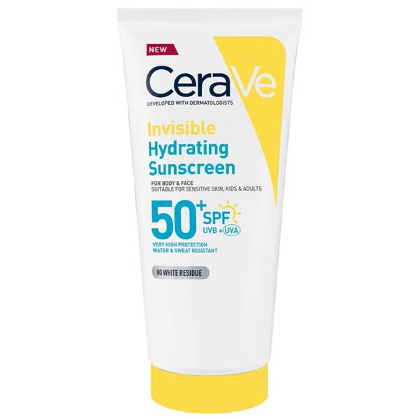CeraVe SPF50 face and body sunscreen invisible finish skincare