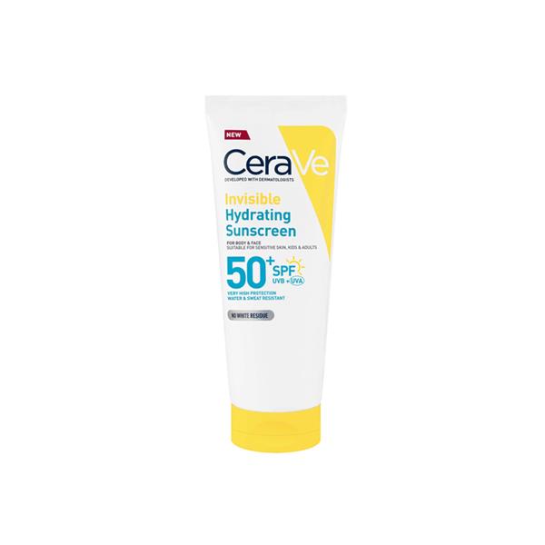 CeraVe Invisible Hydrating Sunscreen Lotion SPF50 tube front view