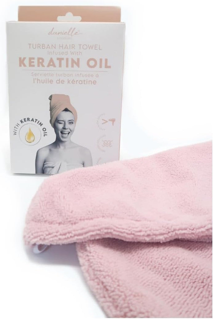 Danielle Turban Hair Towel Infused With Keratin Oil - Pink