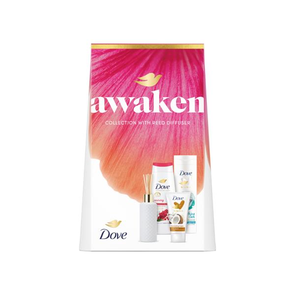 Dove Awaken Collection pamper gift set with reed diffuser