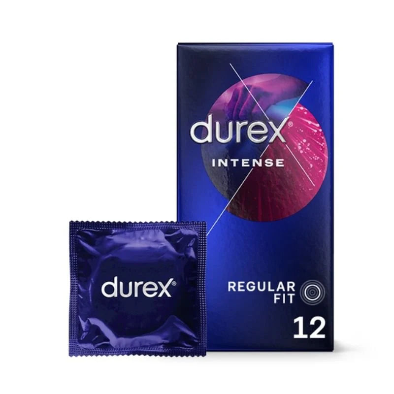 Durex Intense Ribbed and Dotted Condoms 12 Pack with stimulation gel