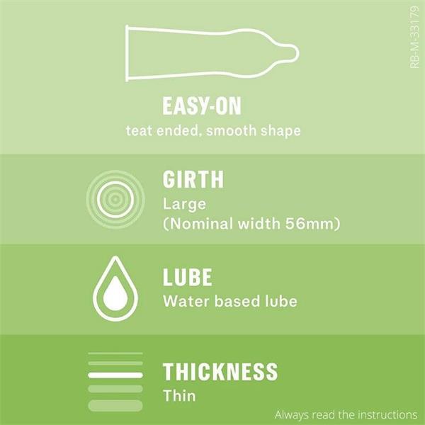 Durex condoms with 98% natural-origin, water-based lubrication