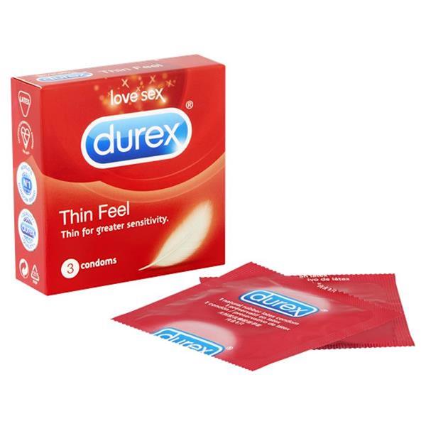 Durex Thin Feel Condoms 3 Pack – Regular Fit Latex Protection
