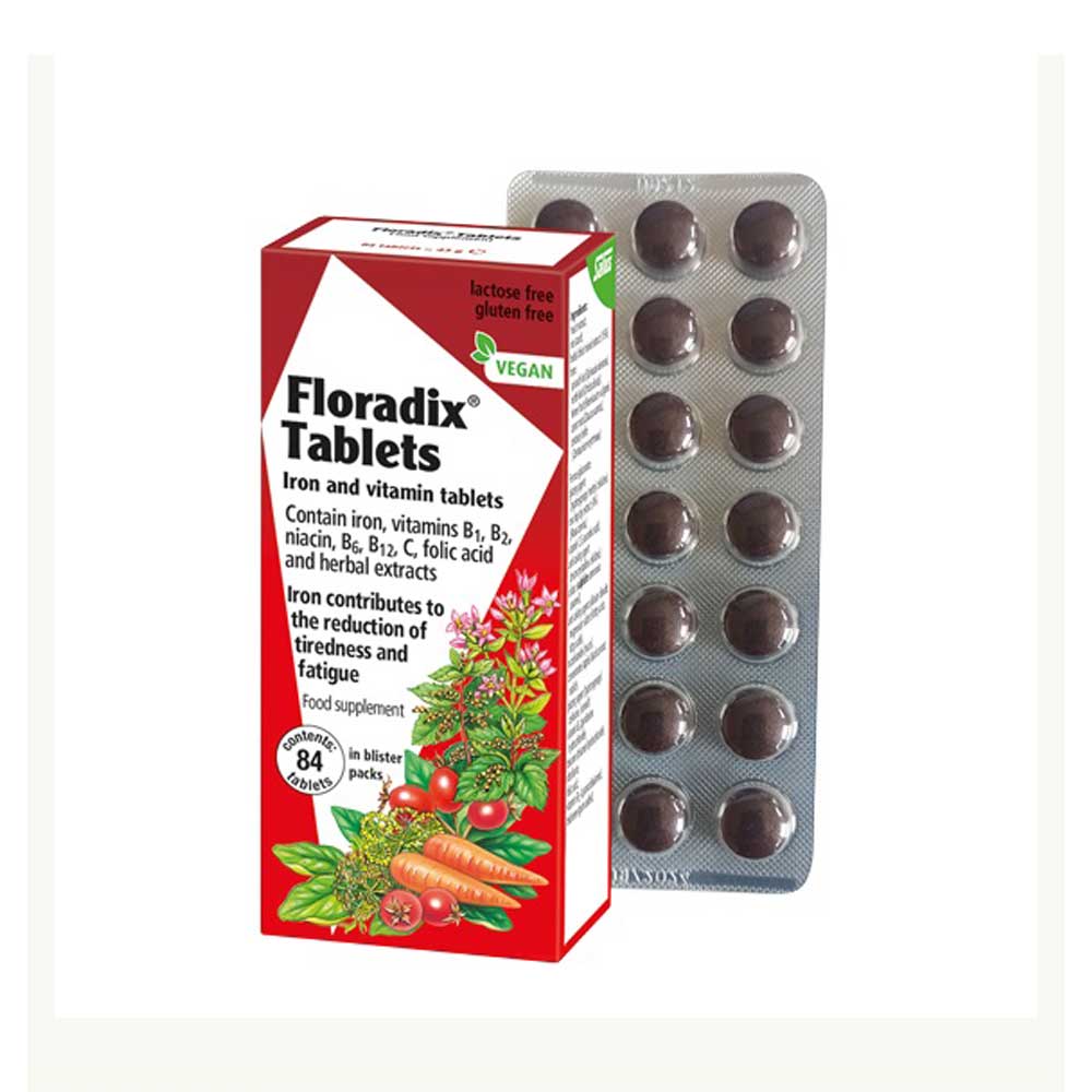 Floradix Iron and Vitamin Tablets 84 pack for energy and fatigue