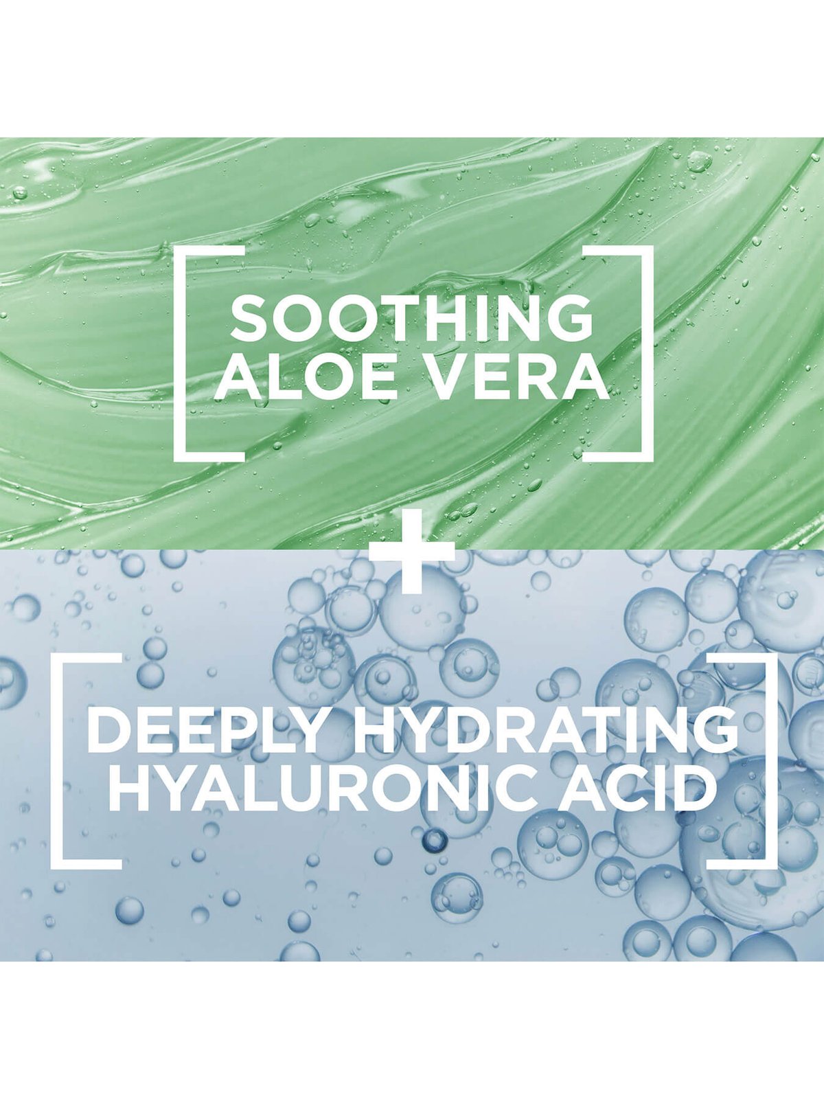 Infographic highlighting hyaluronic acid and soothing aloe vera in Garnier micellar water