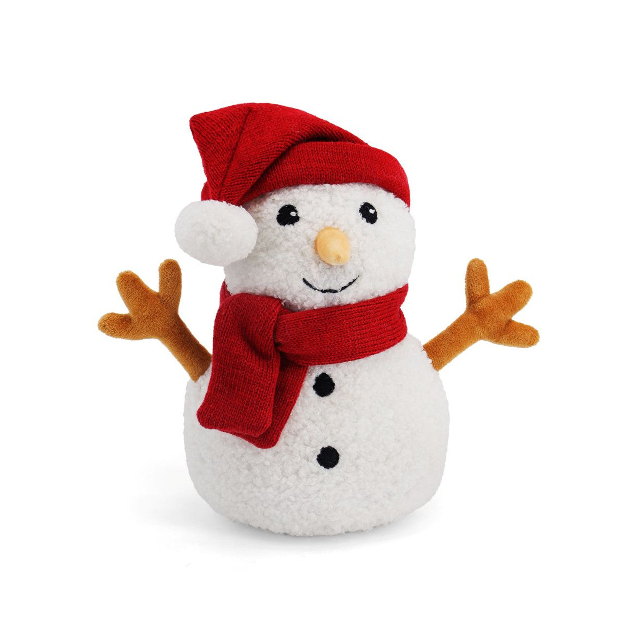 Gosh! Snowman Softie 20cm — textured white plush snowman with red knit hat and scarf, gift-boxed soft Christmas toy for kids.
