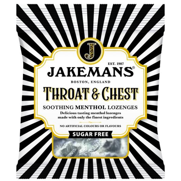 Jakemans Menthol Lozenges 50g pack — sugar-free throat & chest soothing lozenges.