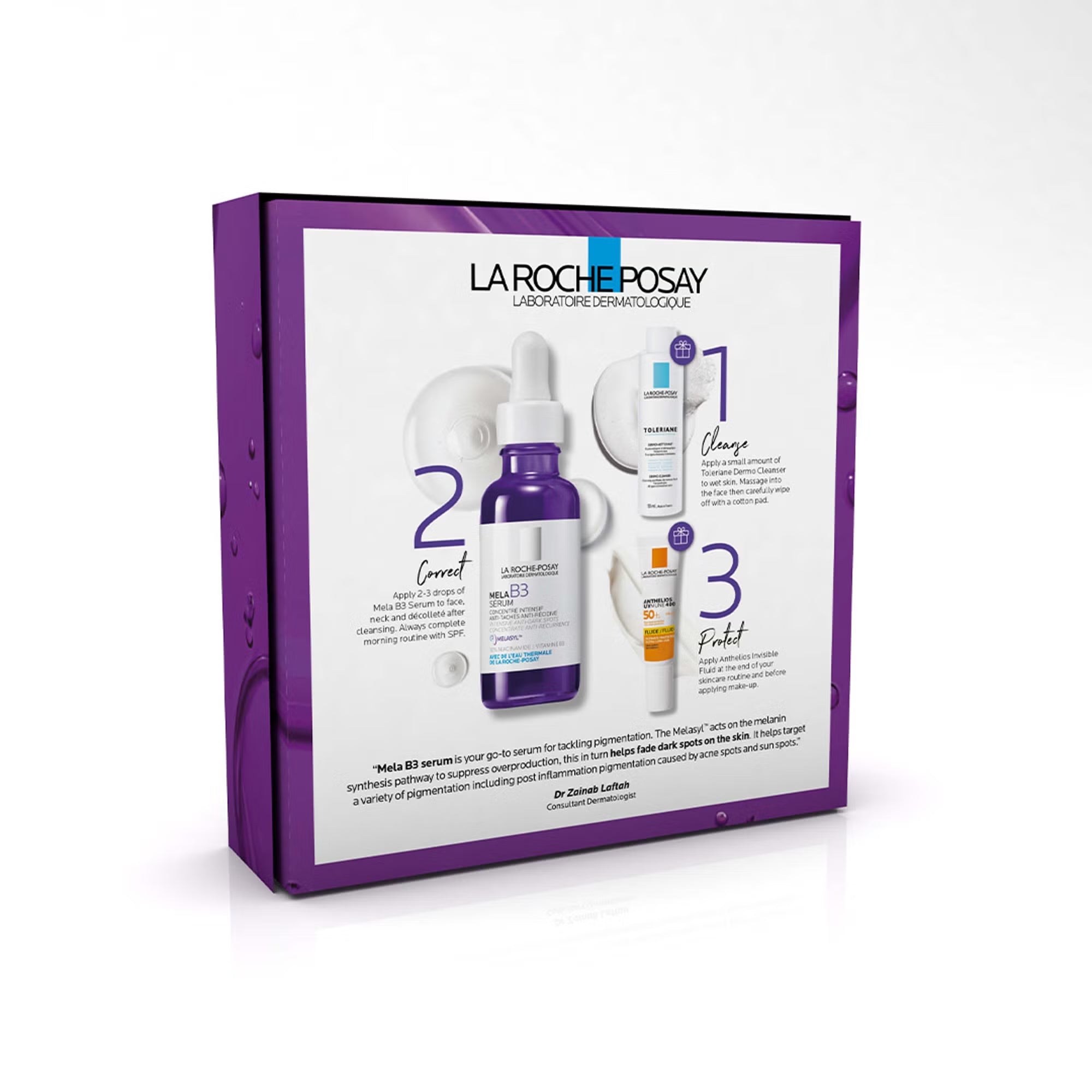 MelaB3 Serum 30ml close-up — Melasyl™ + niacinamide anti-dark spot serum with hyaluronic acid.