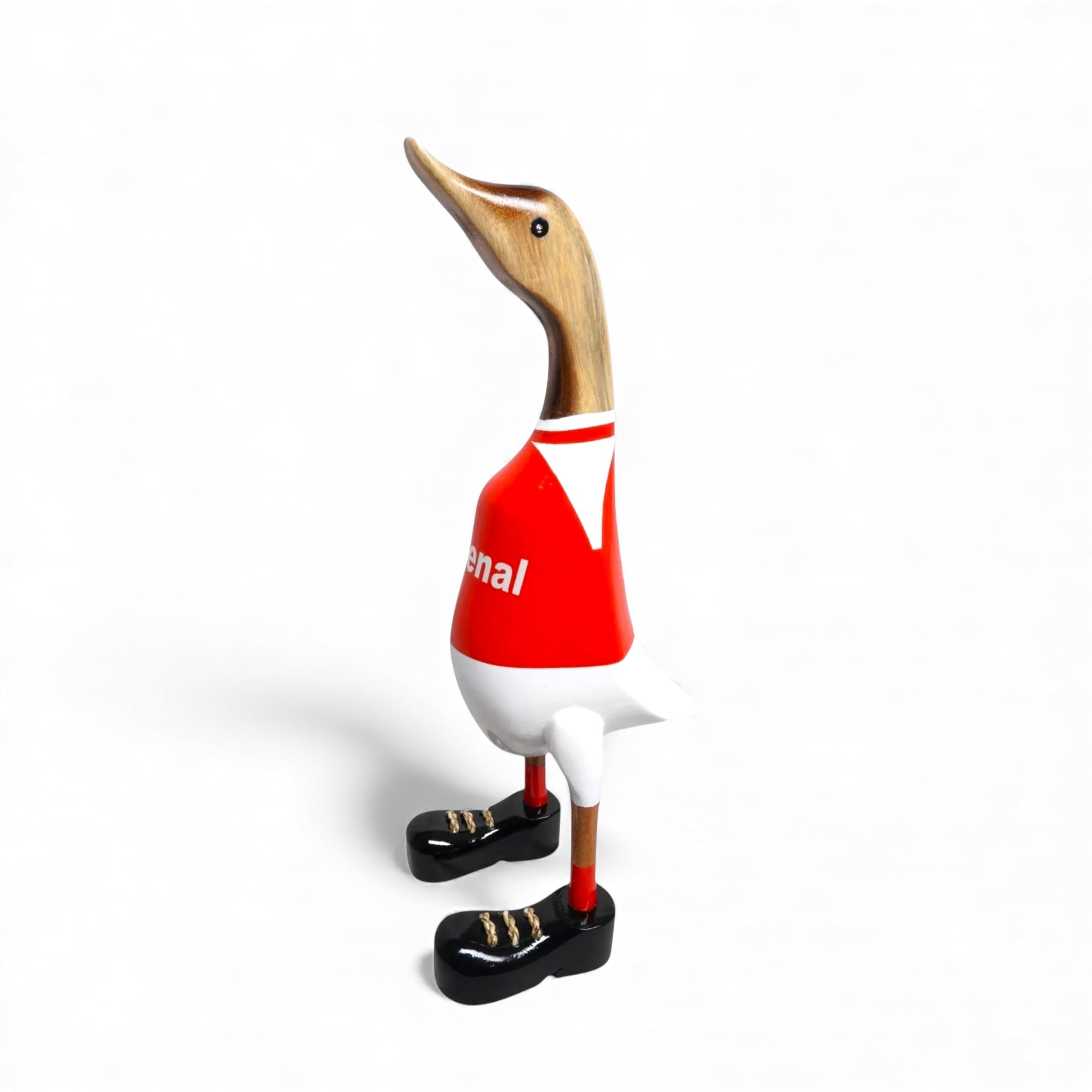 lucky ducks arsenal red supporter duck hand-carved bamboo ornament