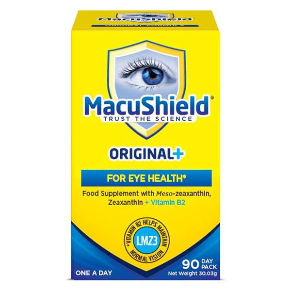 MacuShield Original+ Eye Health Supplement 90 Capsules box and bottle