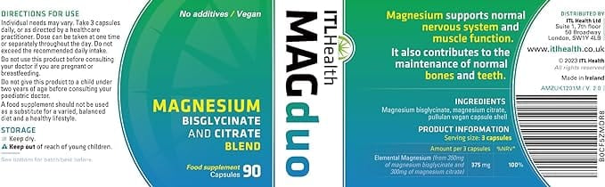 Magduo Magnesium Bisglycinate & Citrate 60 Capsules