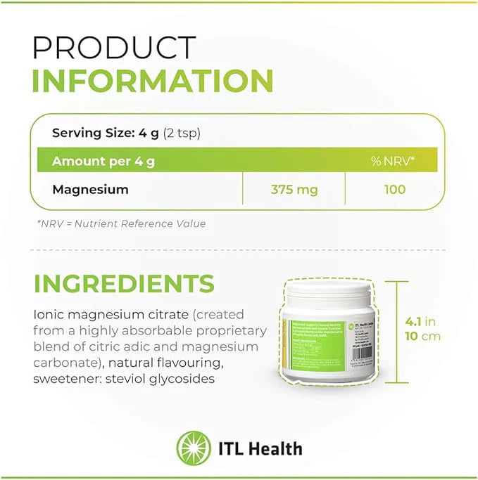 Magnesium Mag 365 Citrate Exotic Lemon Powder - 300g Ingredients