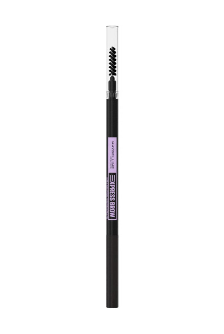 Maybelline Express Brow Ultra Slim Eyebrow Pencil in 07 Black – full product view with cap and spooli