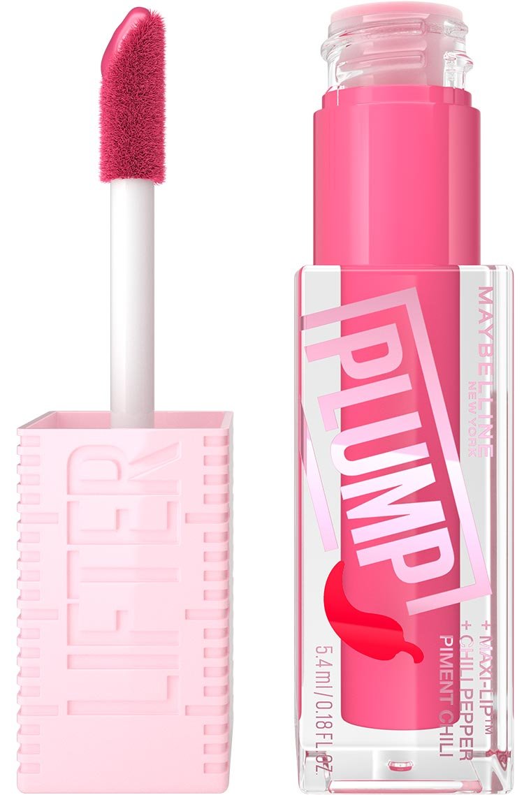 Maybelline Lifter Plump Lip Gloss Pink Sting 003 product bottle and applicator