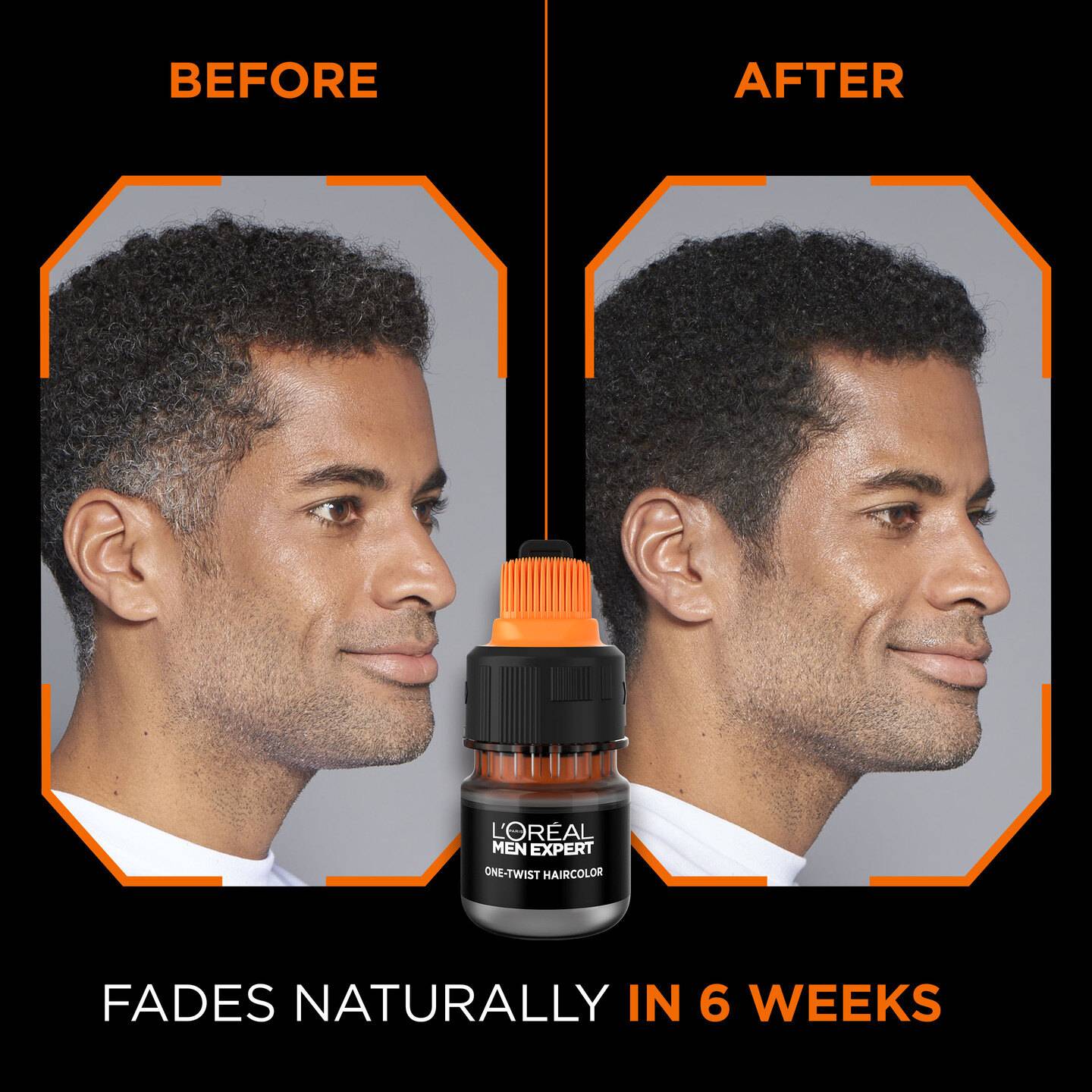 L'oreal Men Expert One Twist Hair Colour Natural Black - Before & After