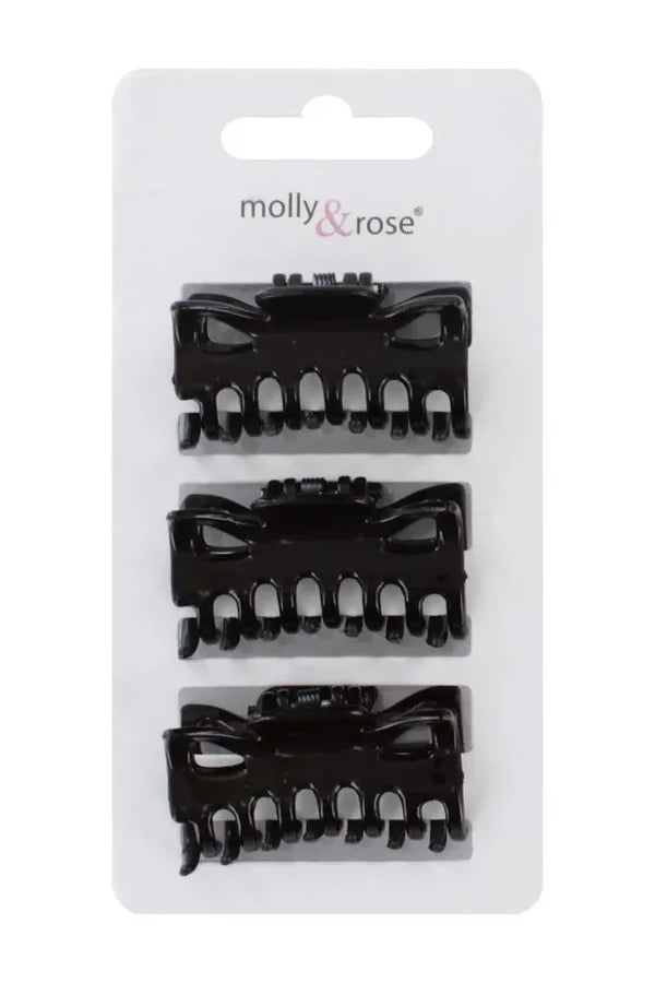 Molly & Rose black small hair claw clips 4cm 3 pack
