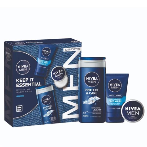NIVEA MEN Keep It Essential kit gift set for him  — travel-ready grooming set with shower gel, face wash and moisturiser.