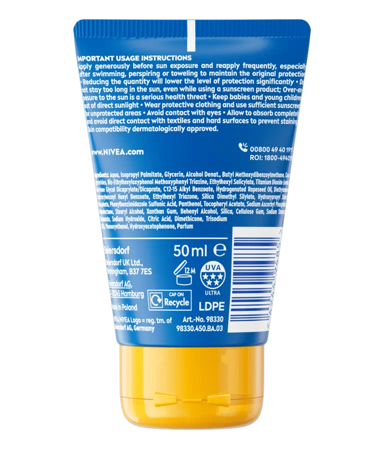 Nivea kids SPF50+ sunscreen small size water resistant sun cream