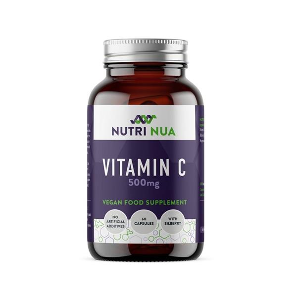 Nutri Nua Vitamin C 500mg with Bilberry 60 capsules bottle front view