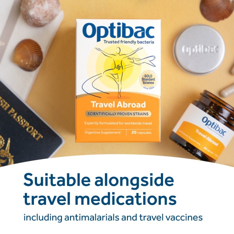 Optibac Travel Abroad probiotic suitable with travel medications