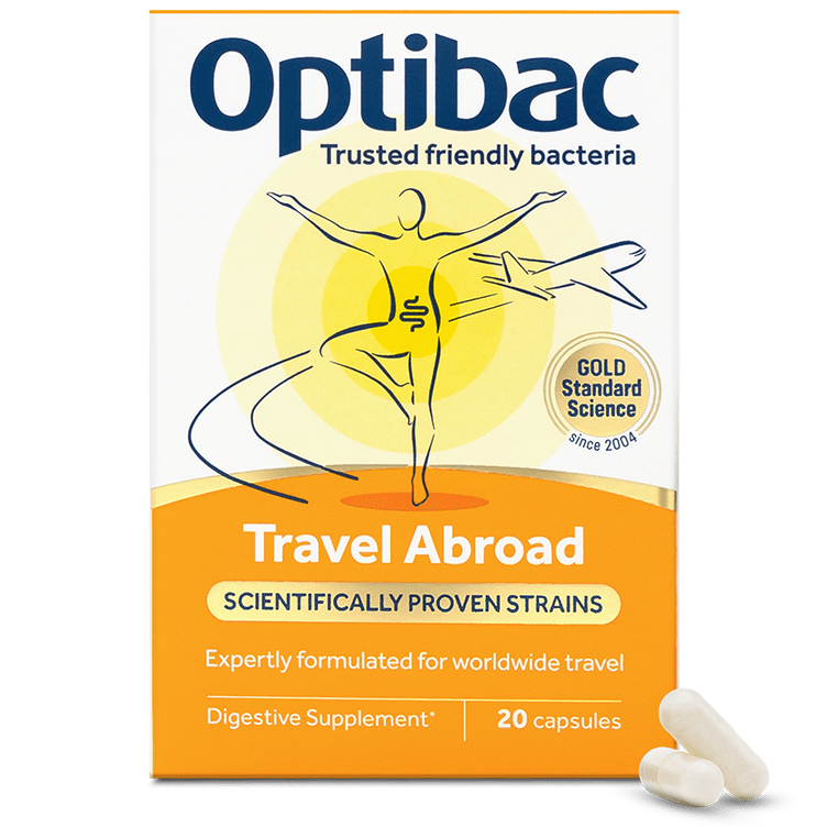 Optibac Travel Abroad live cultures supplement pack 20 capsules