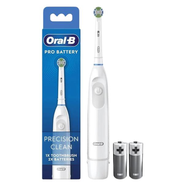 Oral-B Pro Battery Toothbrush White packaged set — handle, head and batteries