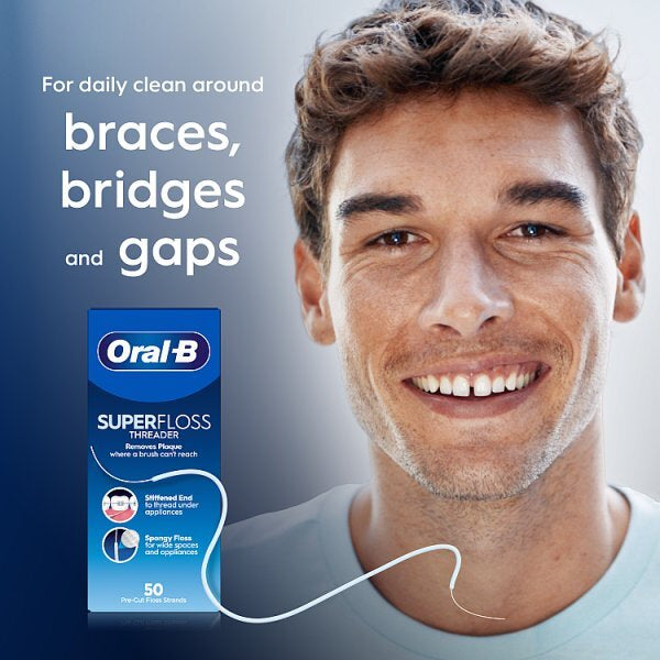 Oral-B Super Spongy Floss with stiffened end, for braces, bridges & gaps
