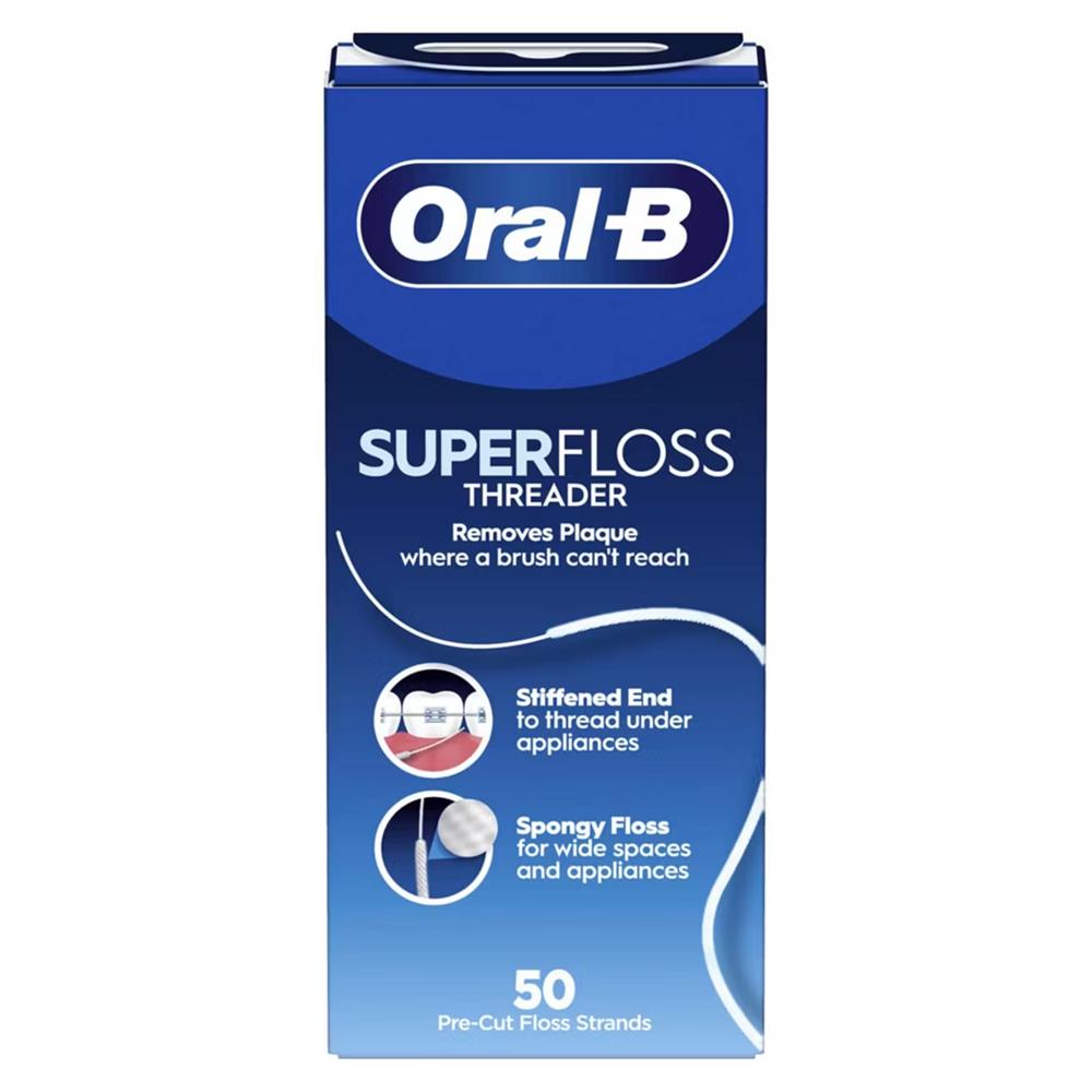 Oral-B Super Floss pre-cut threader strands box front