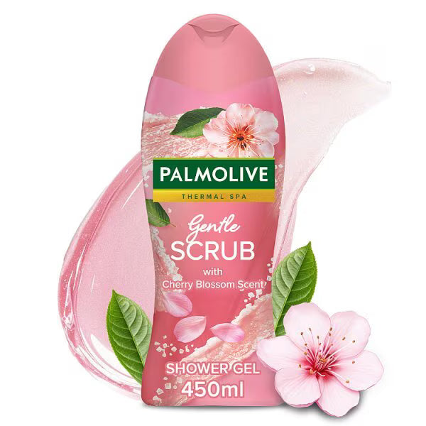 Palmolive Gentle Scrub Cherry Blossom Shower Gel 450ml bottle front