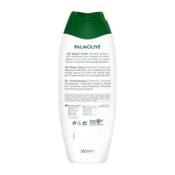 Palmolive Naturals Coconut and Milk moisturising shower cream packaging Ingredients