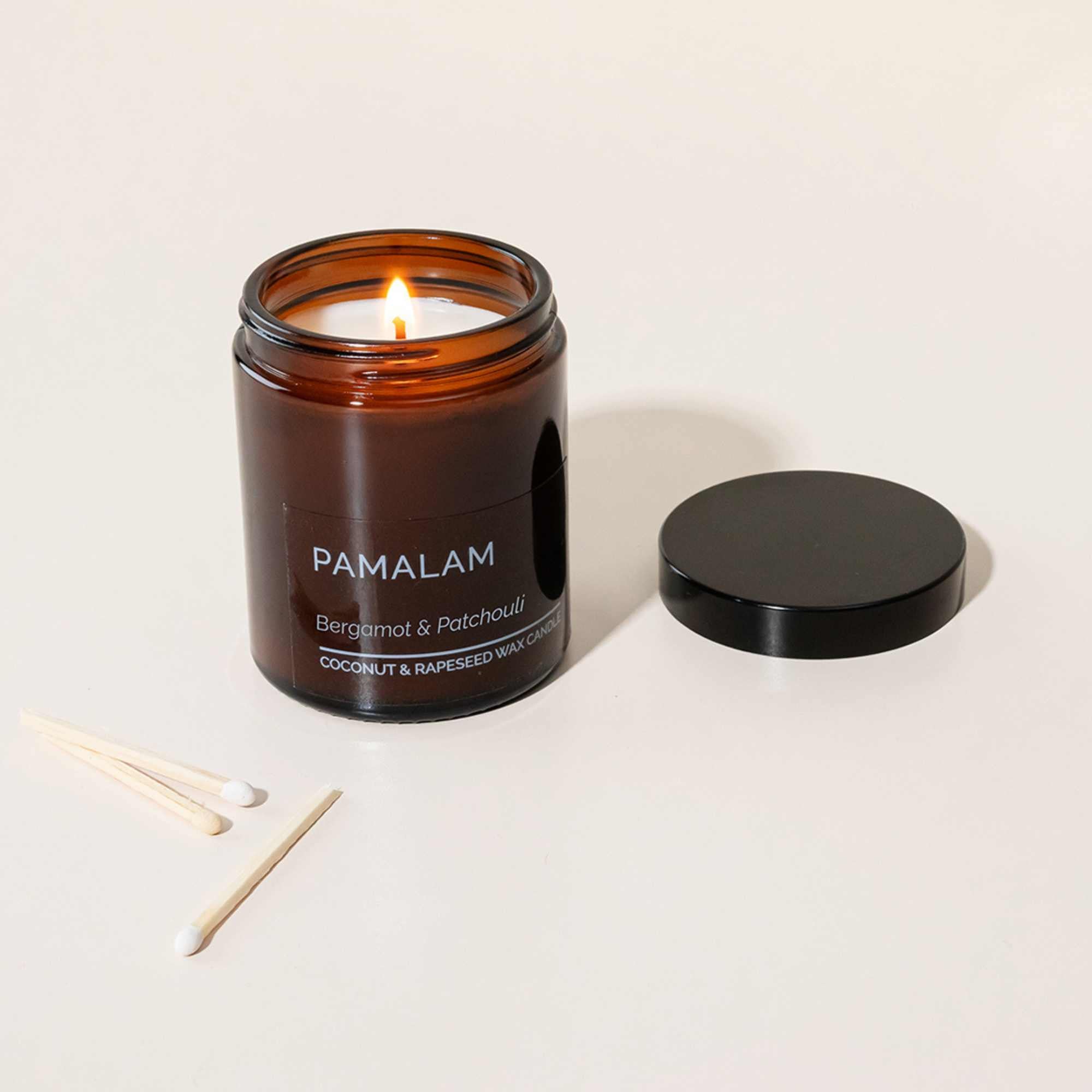 Pamalam Bergamot & Patchouli Candle 180g handmade in Ireland