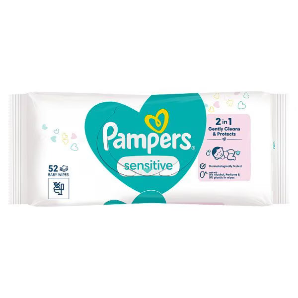 Pampers Sensitive 2-in-1 Clean & Protect Baby Wipes 52 pack