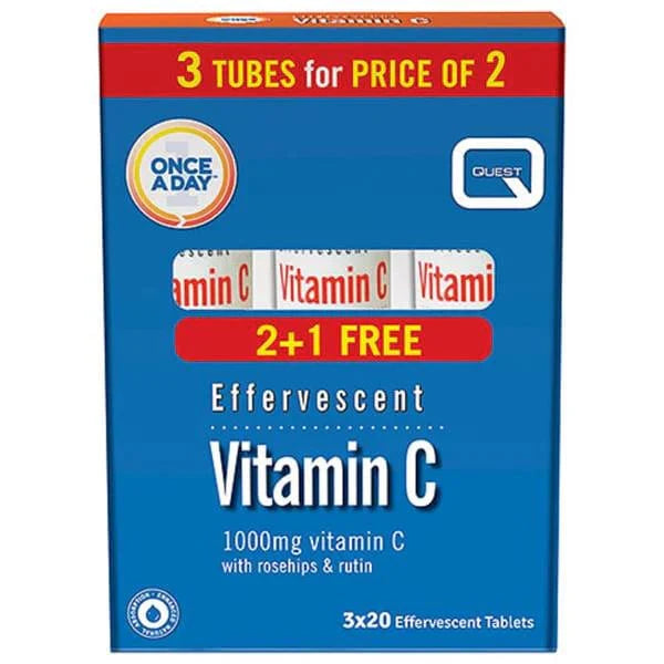 Ballybrack Medical Hall Quest Vitamin C Effervescent 1000mg 2 plus 1 free pack