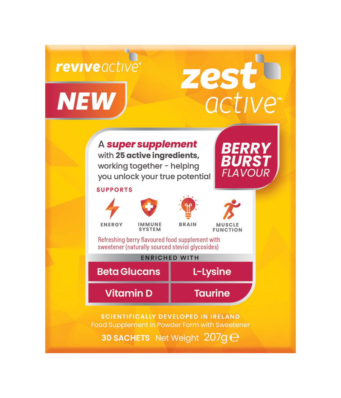 Revive Active Zest Active Berry Burst Flavour Sachets - 30 Pk