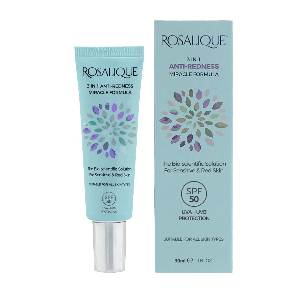 Rosalique Anti-Redness face cream with SPF50 UVA/UVB protection for redness-prone skin