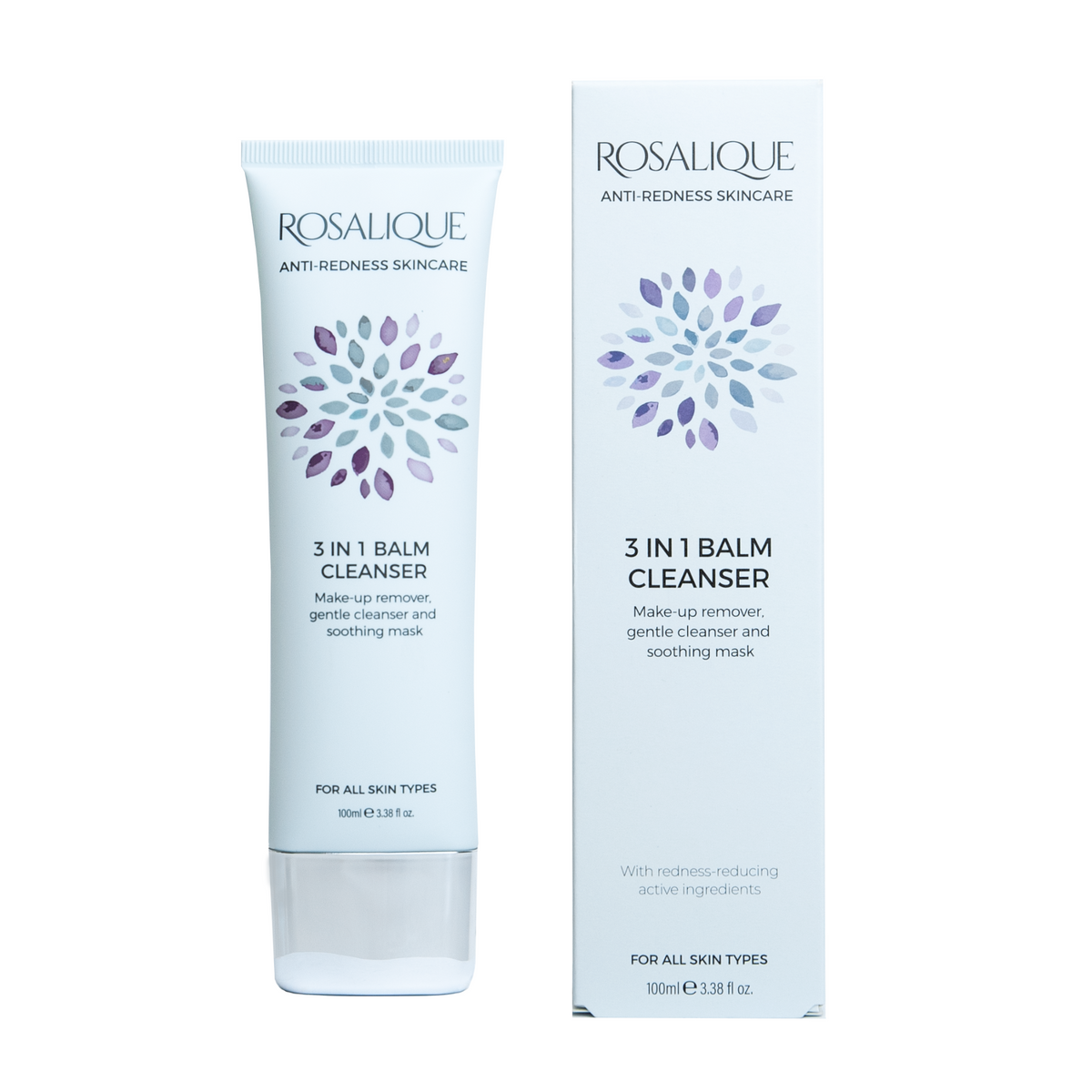 Rosalique 3 in 1 Balm Cleanser with outer packaging – anti-redness skincare