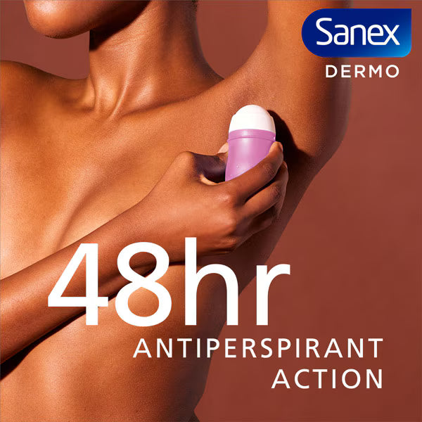 Alcohol-free Sanex roll-on 48hr deodorant with no white marks