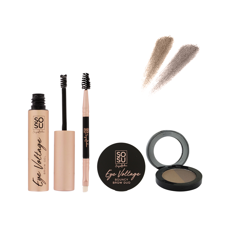 SOSU brow kit light medium with eyebrow brush and gel