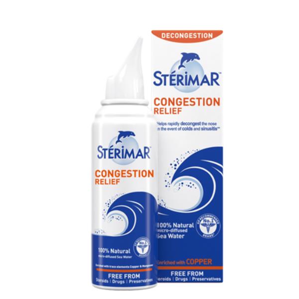Sterimar nasal spray for blocked nose relief with hypertonic sea water