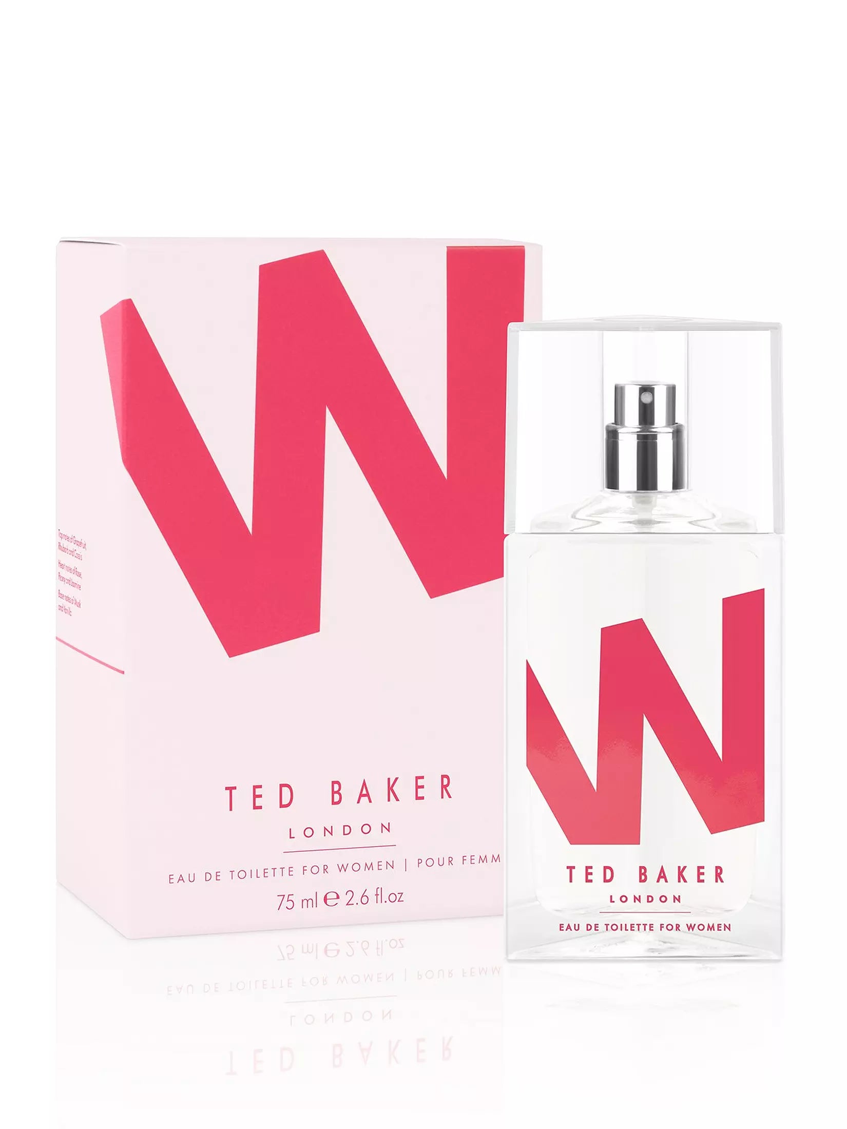 Ted Baker W 75ml perfume product shot — soft, sophisticated floral-fruity fragrance for her.