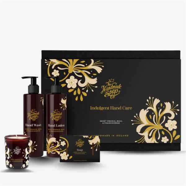 The Handmade Soap Co. Indulgent Hand Care Gift Set with wash, lotion, soap and candle