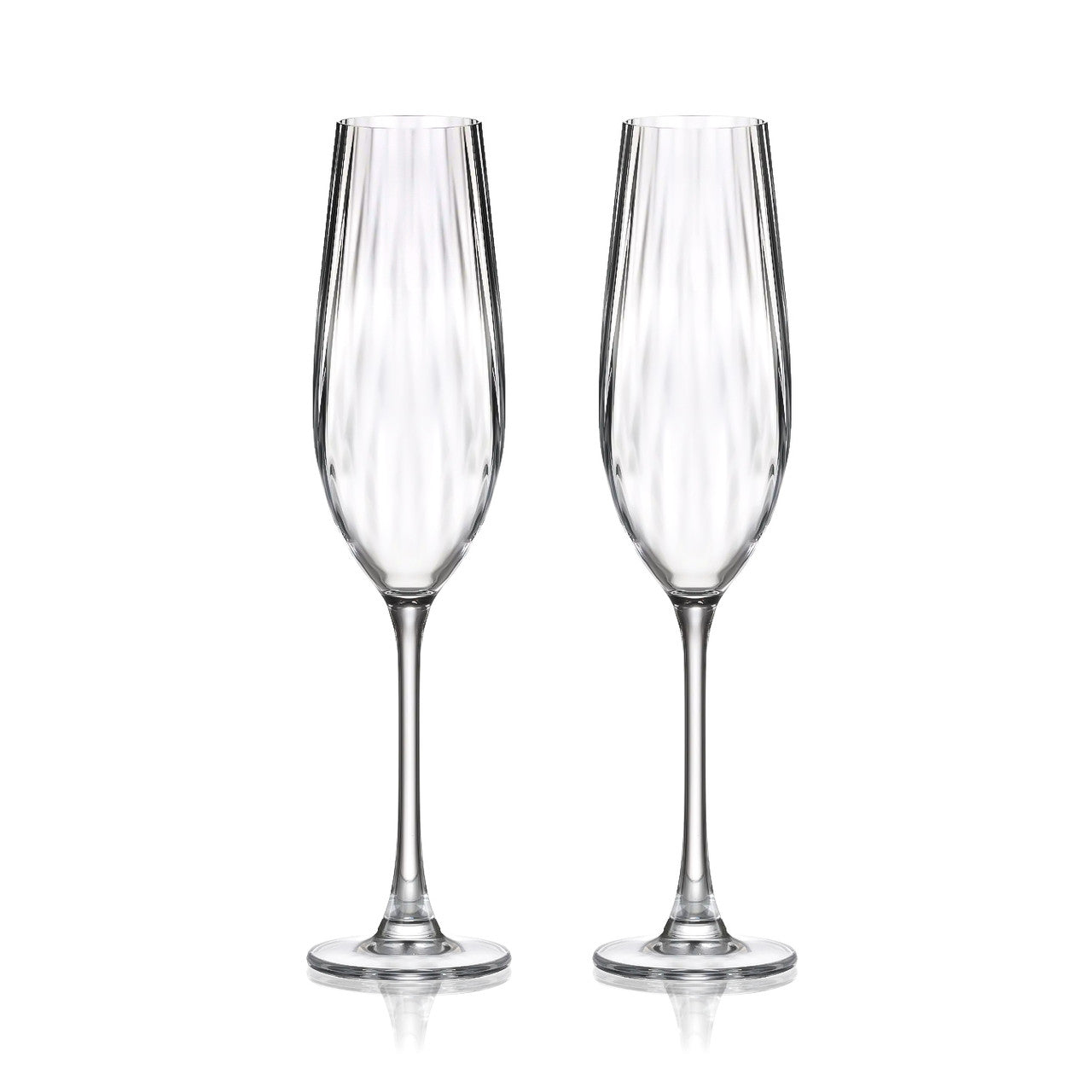 Tipperary crystal champagne flutes with ripple detail