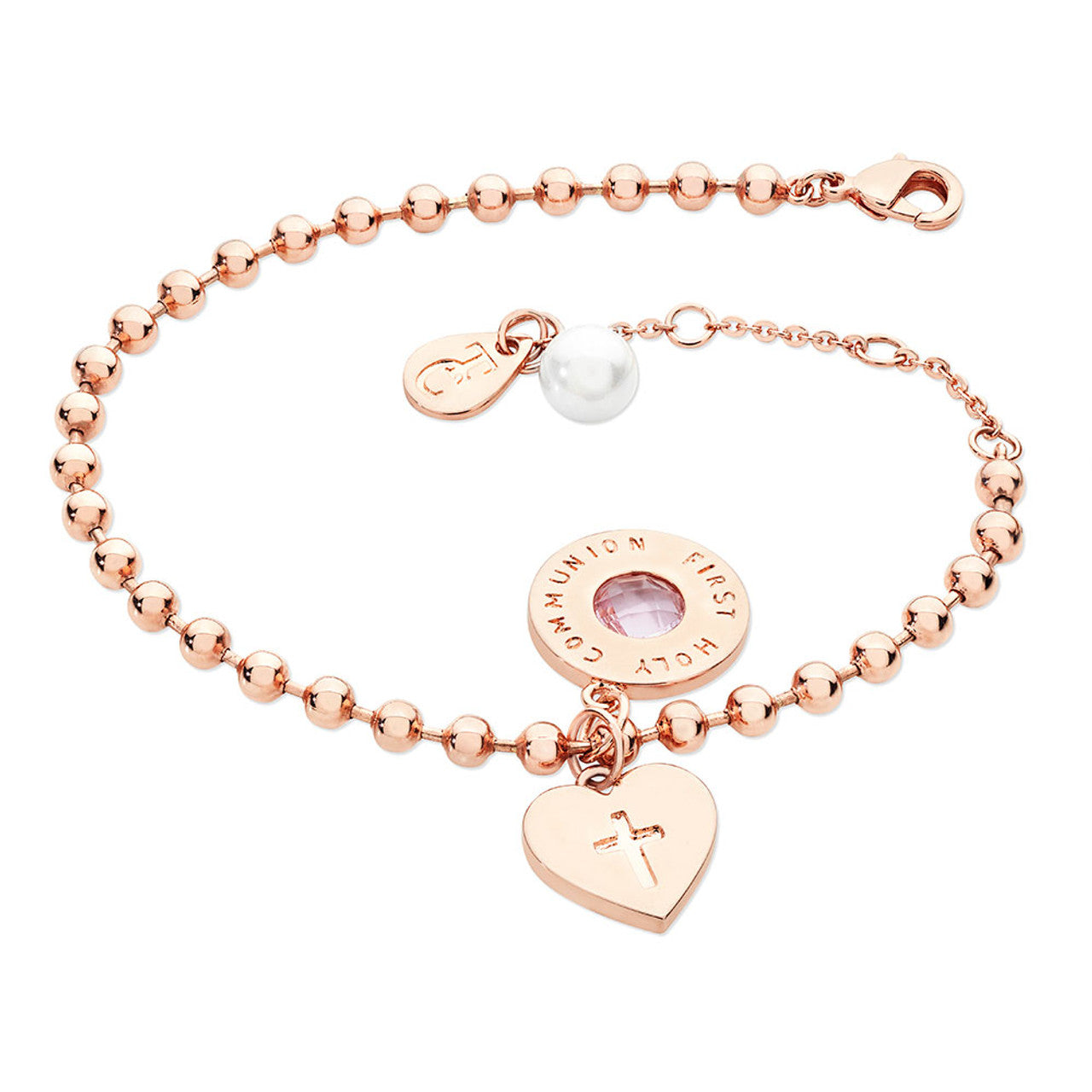 Tipperary Crystal 3 Charms Ball First Holy Communion Bracelet